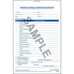 Simplified Driver's Vehicle Inspection Report - Personalized, Book Format, 3-Ply, Carbonless, Vertical, 5-1/2" W x 8-1/8" L Main Image