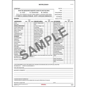 New York Motor Coach Driver's Vehicle Inspection Report, Large Book Format - Personalized Main Image