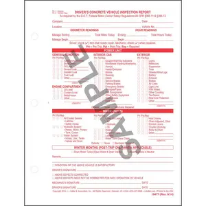 Driver's Concrete Vehicle Inspection Report - Personalized, Snap-Out, 2-Ply, Carbonless, 8-1/2" W x 6-1/2" L Main Image