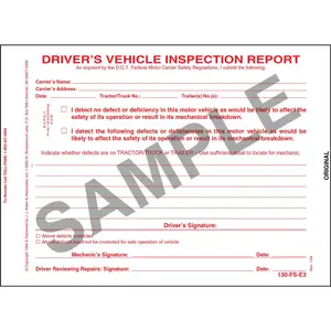 Simplified Driver's Vehicle Inspection Report - Stock, Snap-Out, 3-Ply, Carbon Interleaf, 5-1/2" W x 8-1/2" L Main Image