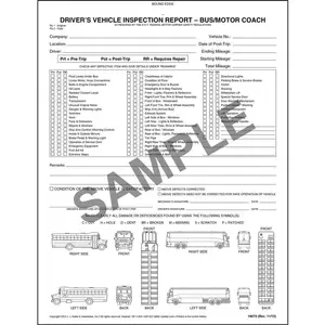 Detailed DVIR w/Illustrations (Bus & Motor Coach) - Personalized, Book Format, Carbonless, 2-Ply, 8-1/2" W x 11" L Main Image
