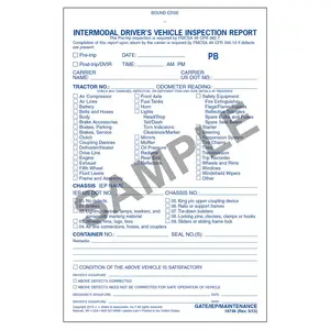 Intermodal Driver's Vehicle Inspection Report, Pre-Trip - Personalized, Book Format, 2-Ply, Carbonless, 5-1/2" W x 8-1/2" L Main Image
