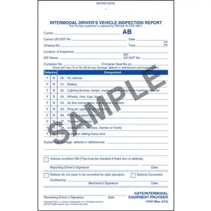 Intermodal Driver's Chassis Inspection Report, Pre-Trip - Personalized, Book Format, 2-Ply, Carbonless, 5-1/2" W x 8-1/2" L Main Image
