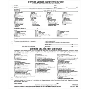 Detailed Driver's Vehicle Inspection Report w/CSA Checklist - Personalized, Snap-Out, 2-Ply, Carbonless, 8-1/2" W x 11-3/4" L Main Image