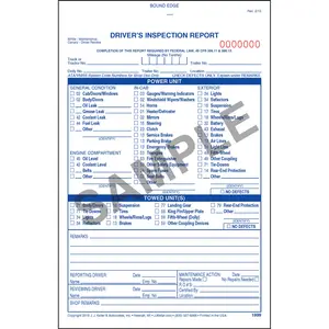 Detailed Driver's Vehicle Inspection Report - Stock, Book Format, 3-Ply, Carbonless, Blue Ink, 5-1/2" W x 8-1/2" L Main Image