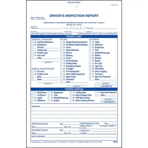 Detailed Driver's Vehicle Inspection Report - Stock, Book Format, 2-Ply, Carbonless, Blue Ink, 5-1/2" W x 8-1/2" L Main Image