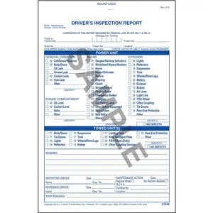 Detailed Driver's Vehicle Inspection Report - Personalized, Book Format, 3-Ply, Carbonless, Blue Ink, 5-1/2" W x 8-1/2" L Main Image
