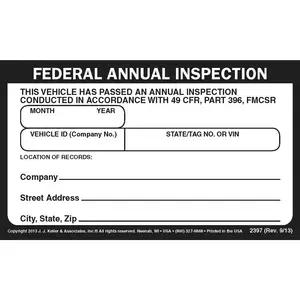 Record of Annual Inspection - Decal Main Image