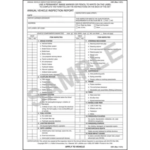 Annual Vehicle Inspection Report Label - 3-Ply, With Carbon, 5-3/4" W x 8-1/4" L Main Image