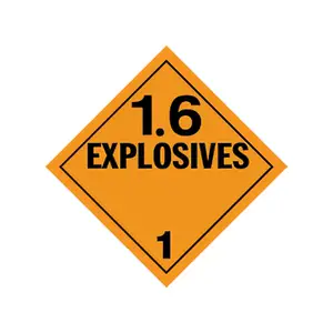 Division 1.6 Explosives Placard - Worded - 200 lb Polycoated Tagboard Main Image
