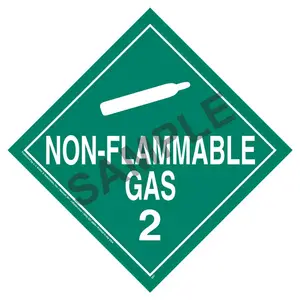 Division 2.2 Non-Flammable Gas Placard - Worded - 20 mil Polystyrene, Laminated Main Image
