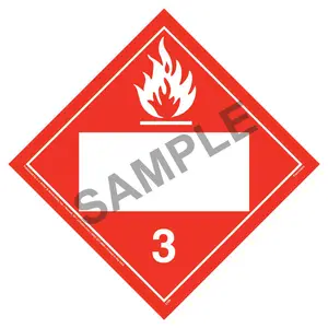 Class 3 Flammable Liquid Placard - Blank, 176 lb Polycoated Tagboard Main Image