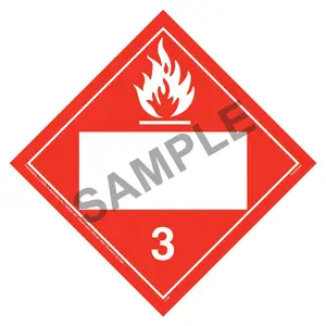 Class 3 Flammable Liquid Placard - Blank, 4 mil Vinyl Permanent Adhesive Main Image