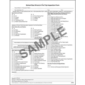 Illinois School Bus Driver Vehicle Inspection Report NCR - Stock, Snap-Out Format, Carbonless, 2-Ply, 8-1/2" W x 11" L Main Image