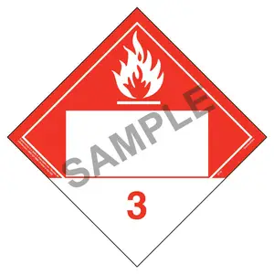 Class 3 Combustible Liquid Placard - Blank, 4 mil Vinyl Permanent Adhesive Main Image