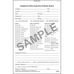 General Equipment Inspection Book - Stock, 2-Ply, Carbonless, 5-1/2" W x 8-1/2" L Main Image