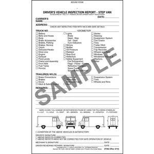 Step Van Detailed Driver's Vehicle Inspection Report - Stock, Book Format, 2-Ply, Carbonless, 5-1/2” W x 9-1/4” L Main Image
