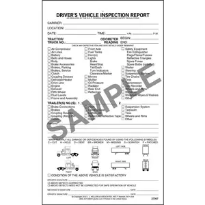 Tractor-Trailer Detailed Driver's Vehicle Inspection Report - Stock, Snap-Out, 2-Ply, Carbonless, 5-1/2” W x 9-1/4” L Main Image