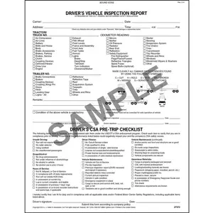 Tanker Detailed Driver's Vehicle Inspection Report w/CSA Checklist - Stock, Book Format 2-Ply, Carbonless, 8-1/2” W x 11” L Main Image