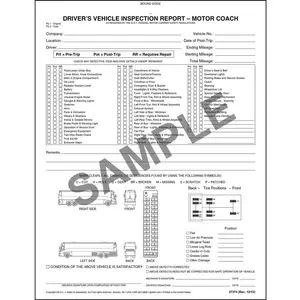 Motor Coach Detailed Driver's Vehicle Inspection Report - Stock, Book Format, 2-Ply, Carbonless, 8-1/2” W x 11” L Main Image