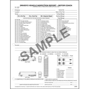 Motor Coach Detailed Driver's Vehicle Inspection Report - Stock, Snap-Out, 2-Ply, Carbonless, 8-1/2” W x 11” L Main Image