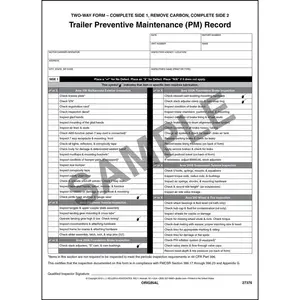 Trailer Preventive Maintenance Inspection Report - Snap-Out, 2-Ply, Carbon Interleaf, 8-1/2" W x 11" L Main Image