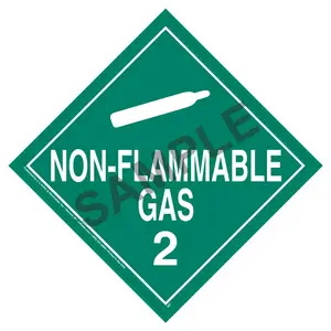 Division 2.2 Non-Flammable Gas Placard - Worded - 4 mil Vinyl, Removable Adhesive Main Image
