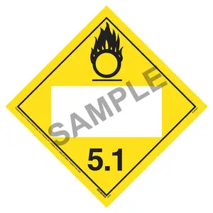 Division 5.1 Oxidizer Placard - Blank, 4 mil Vinyl Permanent Adhesive Main Image