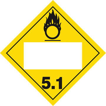 Division 5.1 Oxidizer Placard - Blank, 4 mil Vinyl Removable Adhesive Main Image