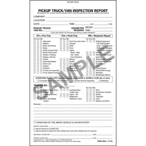 Pickup Truck/Van Inspection Report - Stock, Book Format, 2-Ply, Carbonless, 5-1/2" W x 9-1/4" L Main Image