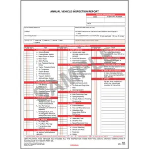 Annual Vehicle Inspection Report - Stock, 2-Ply, Carbonless Main Image