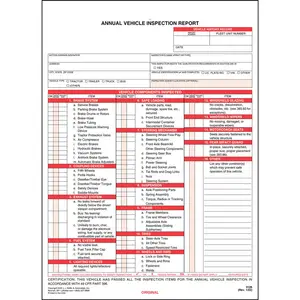 Annual Vehicle Inspection Report - Stock, 3-Ply, Carbonless Main Image