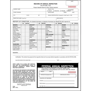 Record of Annual Inspection With Inspection Decal - Stock Main Image