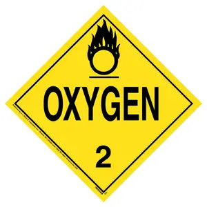 Division 2.2 Oxygen Placard - Worded - 4 mil Vinyl, Removable Adhesive Main Image
