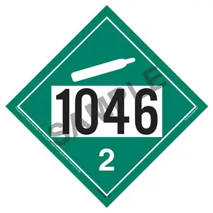 1046 Placard - Division 2.2 Non-Flammable Gas - 4 mil Vinyl, Permanent Adhesive Main Image