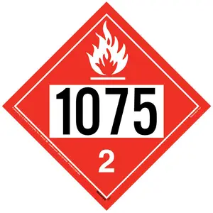 1075 Placard - Division 2.1 Flammable Gas - 20 mil Polystyrene, Laminated Main Image
