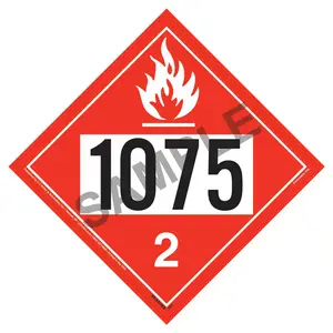 1075 Placard - Division 2.1 Flammable Gas - 4 mil Vinyl, Permanent Adhesive Main Image
