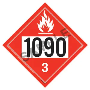 1090 Placard - Class 3 Flammable Liquid - 176 lb Polycoated Tagboard Main Image