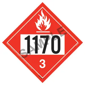1170 Placard - Class 3 Flammable Liquid - 4 mil Vinyl, Permanent Adhesive Main Image