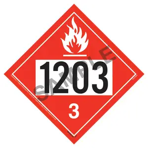 1203 Placard - Class 3 Flammable Liquid - 20 mil Polystyrene, Laminated Main Image