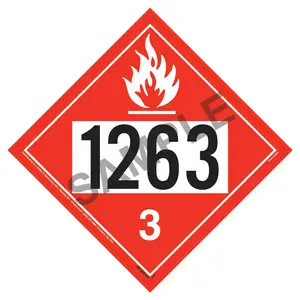 1263 Placard - Class 3 Flammable Liquid - 4 mil Vinyl, Permanent Adhesive Main Image