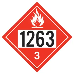 1263 Placard - Class 3 Flammable Liquid - 4 mil Vinyl, Removable Adhesive Main Image