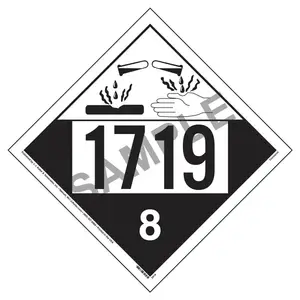 1719 Placard - Class 8 Corrosive - 4 mil Vinyl, Removable Adhesive Main Image