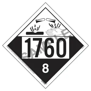 1760 Placard - Class 8 Corrosive - 4 mil Vinyl, Permanent Adhesive Main Image