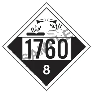 1760 Placard - Class 8 Corrosive - 4 mil Vinyl, Removable Adhesive Main Image