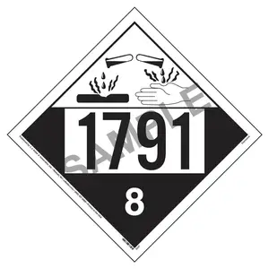 1791 Placard - Class 8 Corrosive - 4 mil Vinyl, Permanent Adhesive Main Image