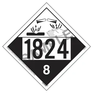 1824 Placard - Class 8 Corrosive - 20 mil Polystyrene, Laminated Main Image