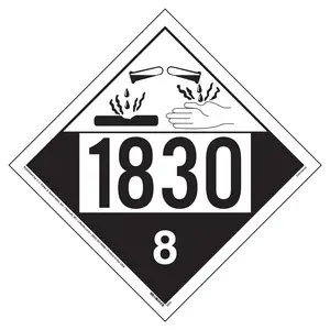 1830 Placard - Class 8 Corrosive - 4 mil Vinyl, Permanent Adhesive Main Image