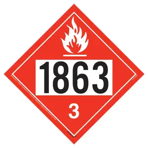 1863 Placard - Class 3 Flammable Liquid - 4 mil Vinyl, Permanent Adhesive Main Image