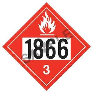 1866 Placard - Class 3 Flammable Liquid - 4 mil Vinyl, Permanent Adhesive Main Image